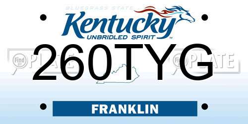 260TYG Kentucky License Plate
