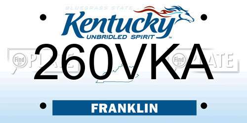 260VKA Kentucky License Plate