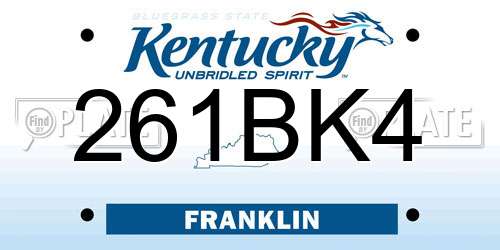 261BK4 Kentucky License Plate