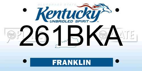 261BKA Kentucky License Plate