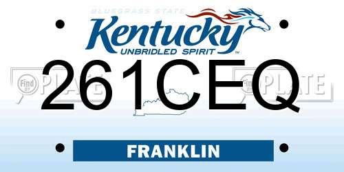 261CEQ Kentucky License Plate