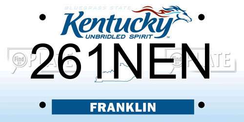 261NEN Kentucky License Plate
