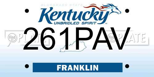 261PAV Kentucky License Plate