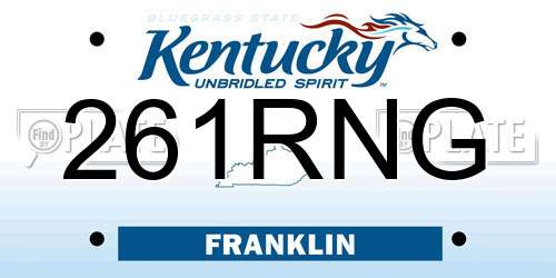 261RNG Kentucky License Plate