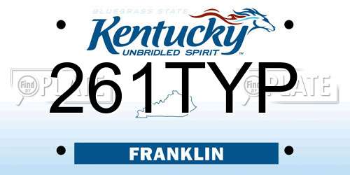 261TYP Kentucky License Plate