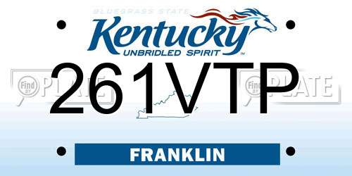 261VTP Kentucky License Plate
