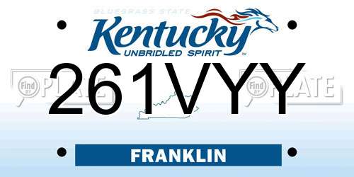 261VYY Kentucky License Plate