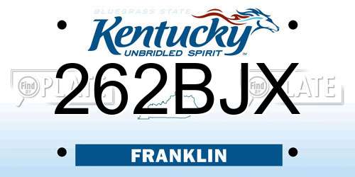 262BJX Kentucky License Plate