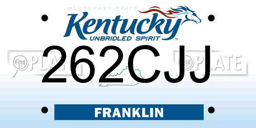 262CJJ Kentucky License Plate