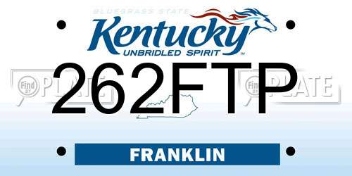 262FTP Kentucky License Plate
