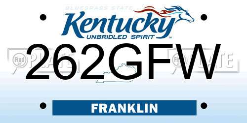 262GFW Kentucky License Plate