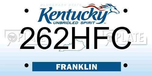 262HFC Kentucky License Plate
