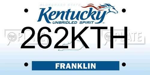 262KTH Kentucky License Plate
