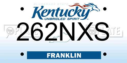 262NXS Kentucky License Plate