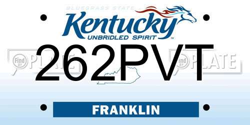 262PVT Kentucky License Plate