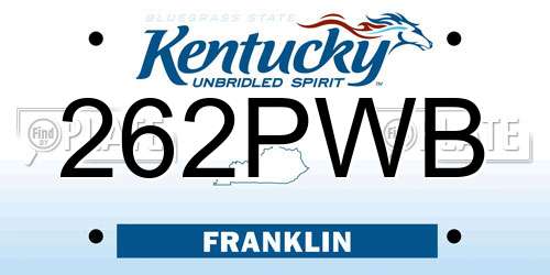 262PWB Kentucky License Plate