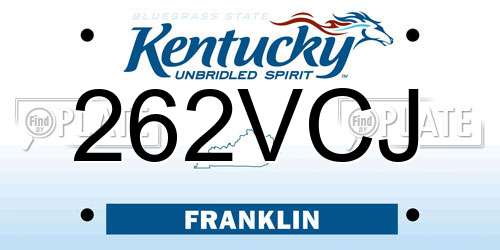 262VCJ Kentucky License Plate
