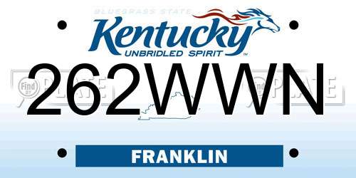 262WWN Kentucky License Plate