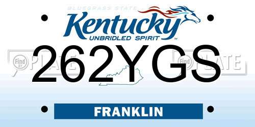 262YGS Kentucky License Plate