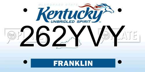 262YVY Kentucky License Plate