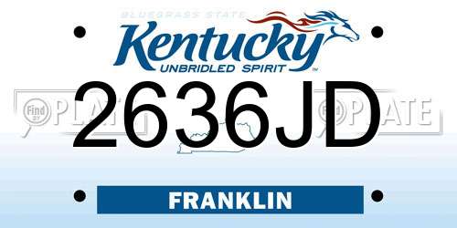 2636JD Kentucky License Plate