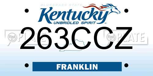 263CCZ Kentucky License Plate