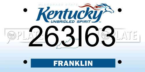 263I63 Kentucky License Plate
