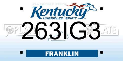 263IG3 Kentucky License Plate