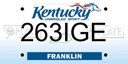 263IGE Kentucky License Plate