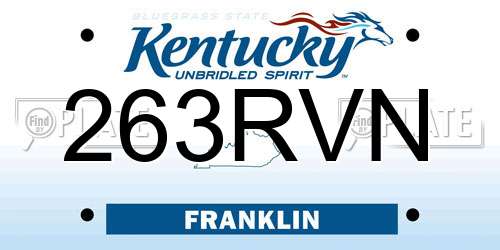 263RVN Kentucky License Plate