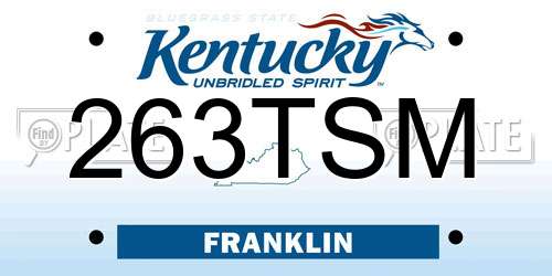 263TSM Kentucky License Plate