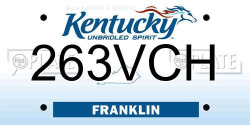 263VCH Kentucky License Plate