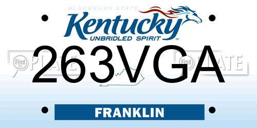 263VGA Kentucky License Plate
