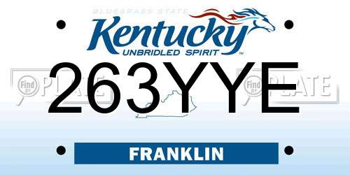 263YYE Kentucky License Plate