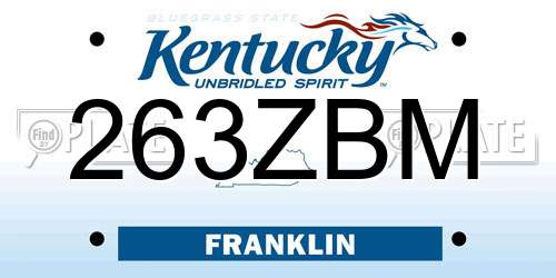 263ZBM Kentucky License Plate