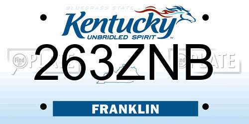 263ZNB Kentucky License Plate