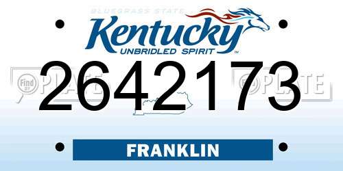 2642173 Kentucky License Plate