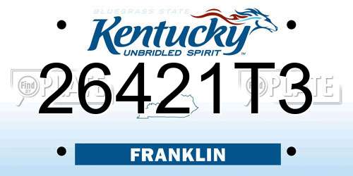 26421T3 Kentucky License Plate