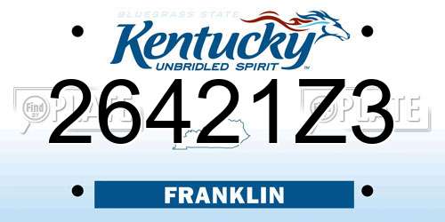 26421Z3 Kentucky License Plate