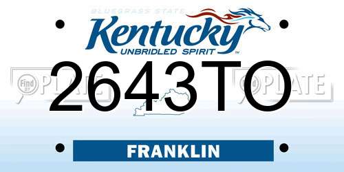 2643TO Kentucky License Plate