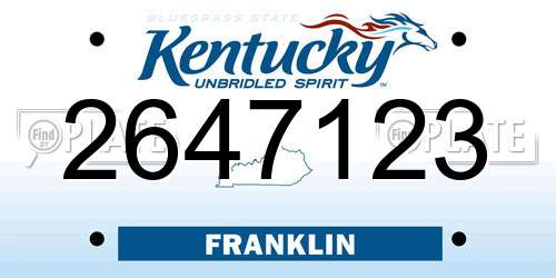 2647123 Kentucky License Plate