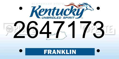 2647173 Kentucky License Plate