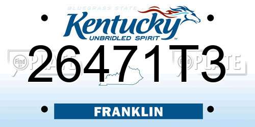 26471T3 Kentucky License Plate