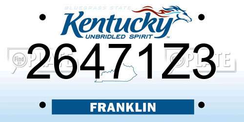 26471Z3 Kentucky License Plate
