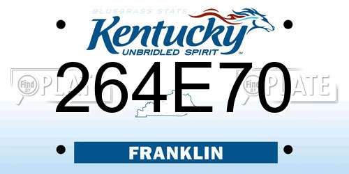 264E70 Kentucky License Plate