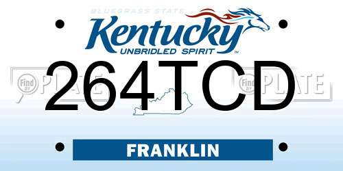 264TCD Kentucky License Plate