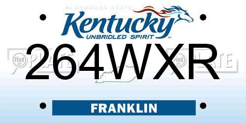 264WXR Kentucky License Plate