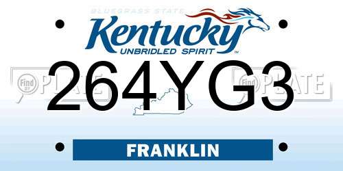 264YG3 Kentucky License Plate