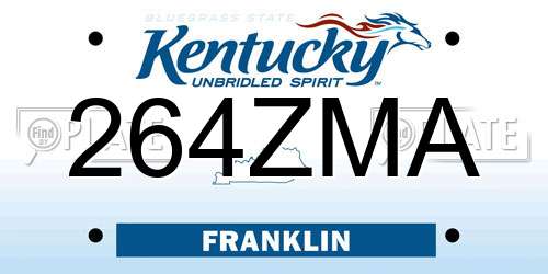 264ZMA Kentucky License Plate