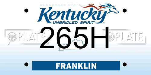 265H Kentucky License Plate